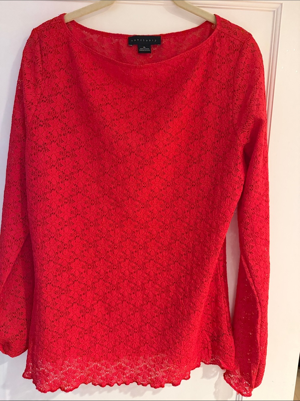 Sanctuary Red Lace Long Sleeve Top